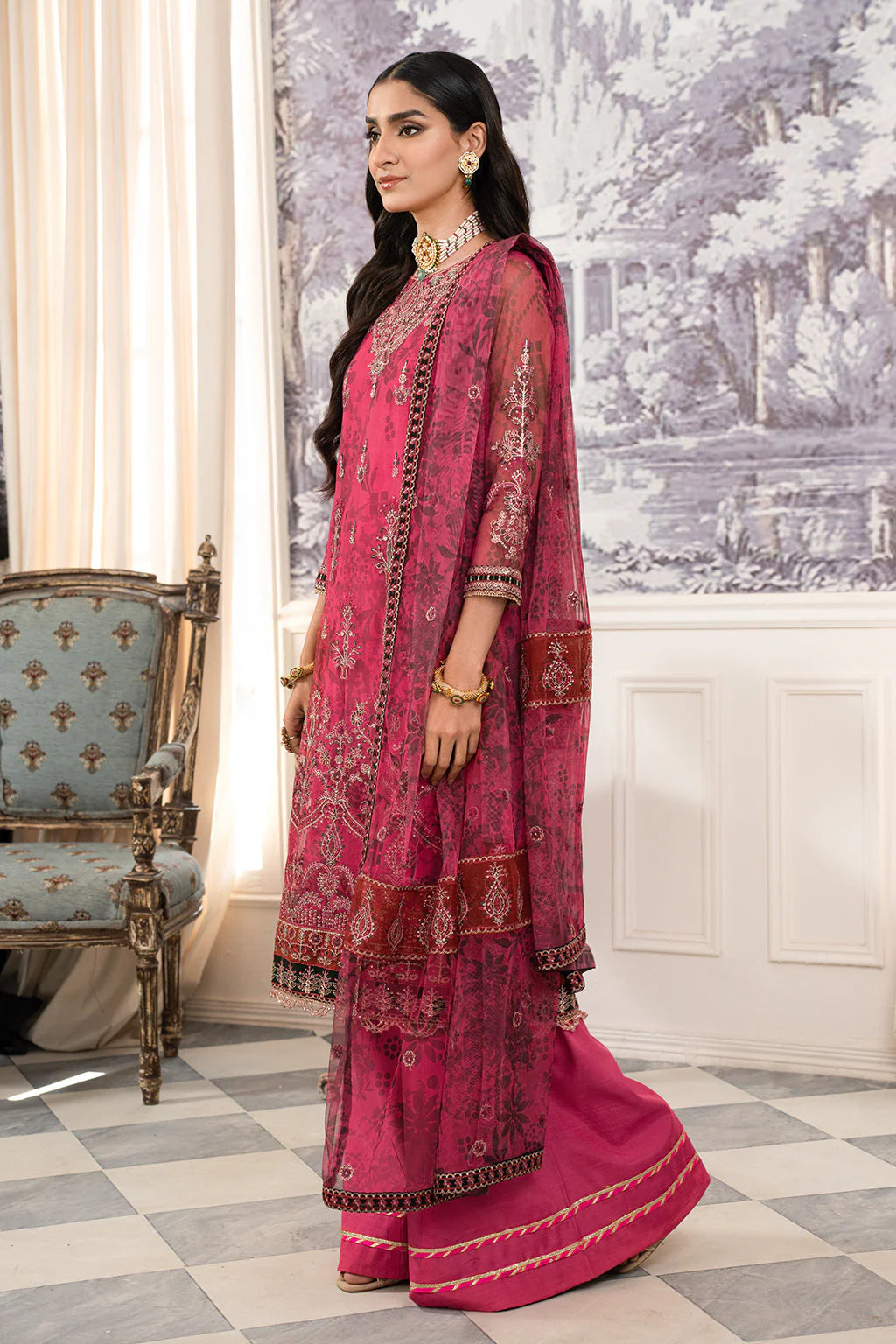 Zarif Afsanah Luxury Embroidered Net Unstitched 3Pc Suit ZAF 05 JHOOM