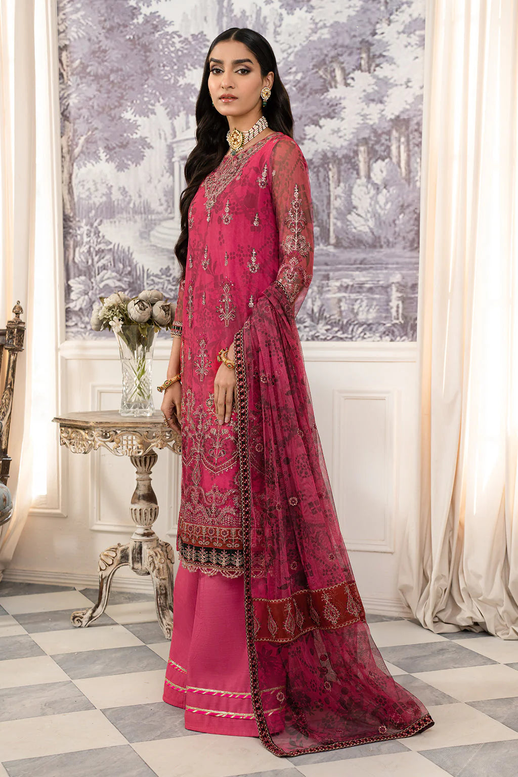 Zarif Afsanah Luxury Embroidered Net Unstitched 3Pc Suit ZAF 05 JHOOM