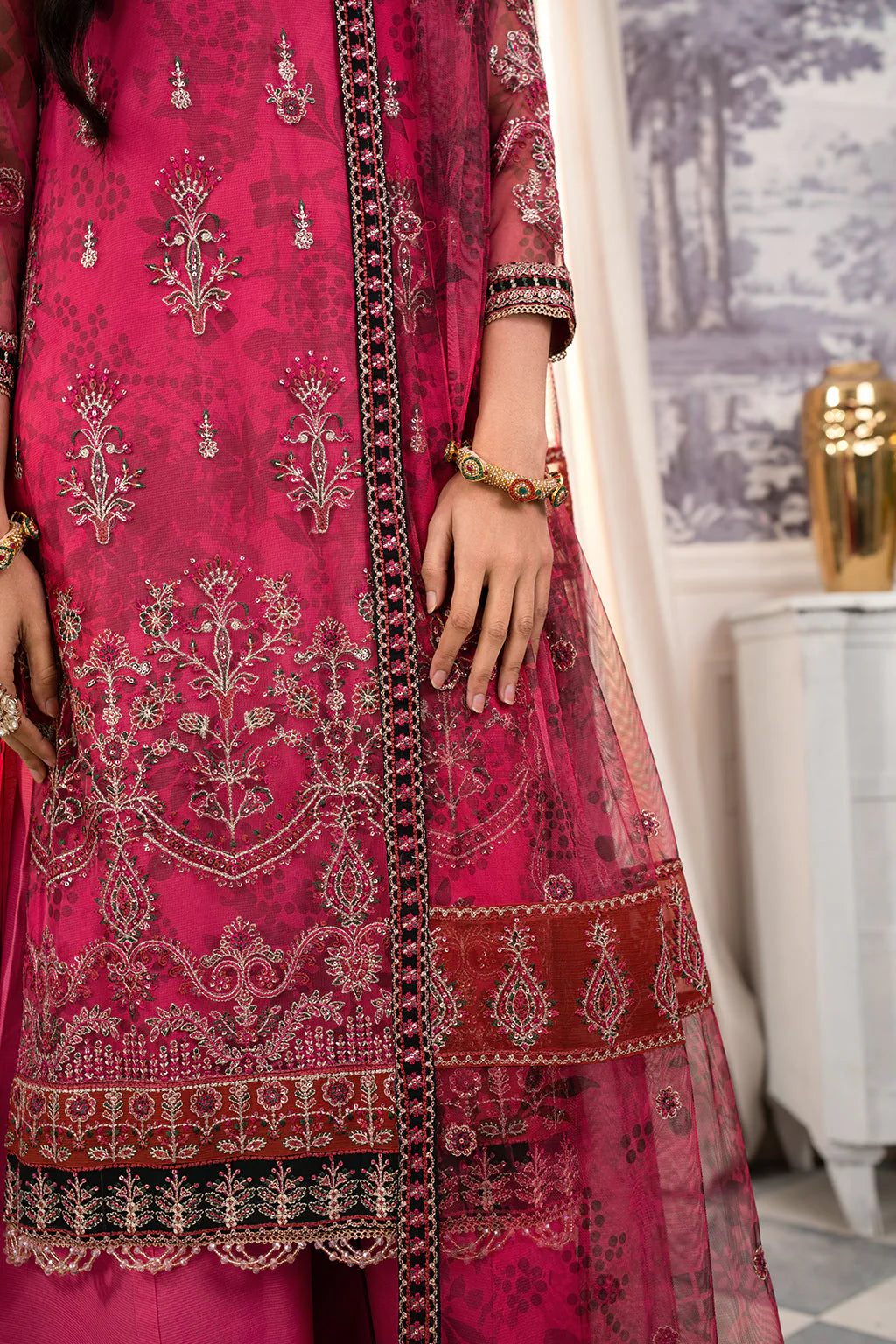 Zarif Afsanah Luxury Embroidered Net Unstitched 3Pc Suit ZAF 05 JHOOM