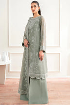 Farasha Essence Embroidered Chiffon Unstitched 3Pc Suit - Ash Green