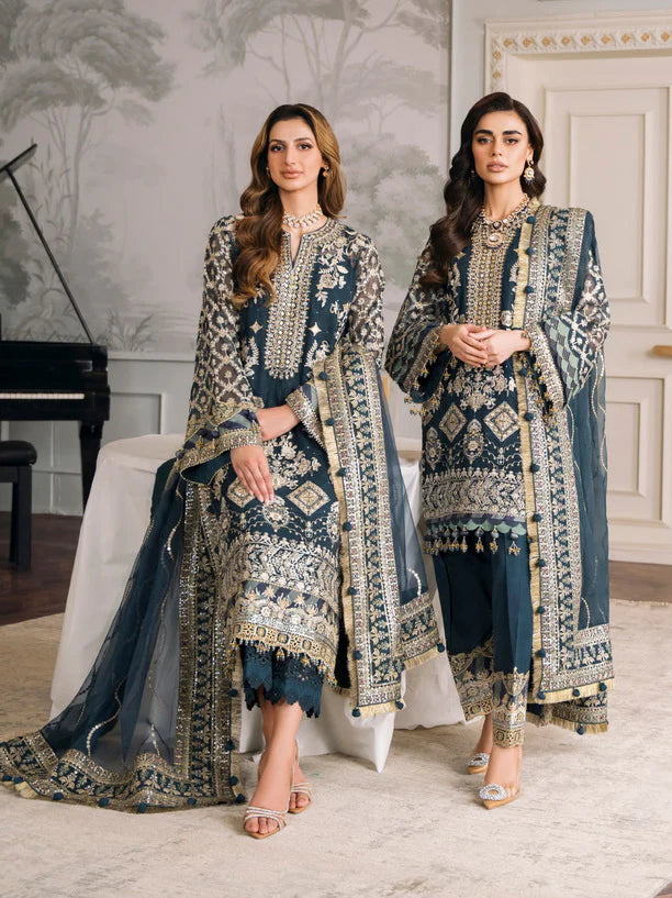 Baroque Chantelle Embroidered Luxury Chiffon Unstitched 3Pc Suit EC-01