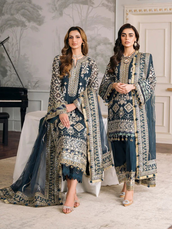 Baroque Chantelle Embroidered Luxury Chiffon Unstitched 3Pc Suit EC-01