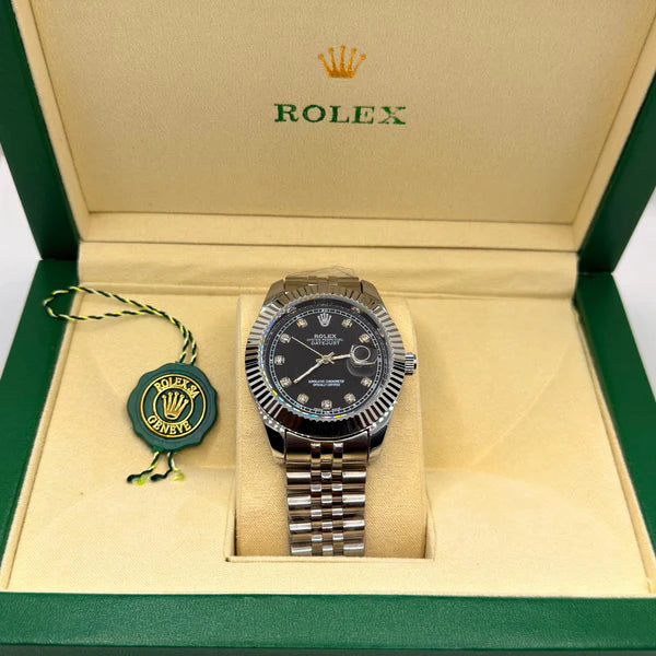 Rolex jubliee chain silver with black dial