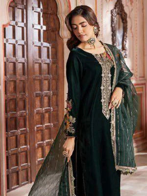 Charizma Signora Premium Embroidered Velvet Unstitched 3Pc Suit CVT4-16