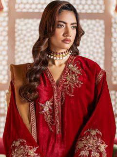 Charizma Signora Premium Embroidered Velvet Unstitched 3Pc Suit CVT4-17