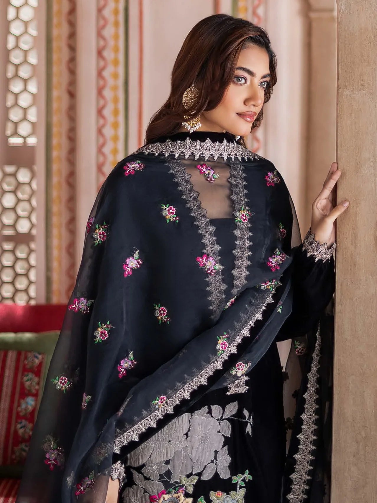Charizma Signora Premium Embroidered Velvet Unstitched 3Pc Suit CVT4-18