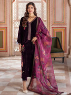 Charizma Signora Premium Embroidered Velvet Unstitched 3Pc Suit CVT4-19