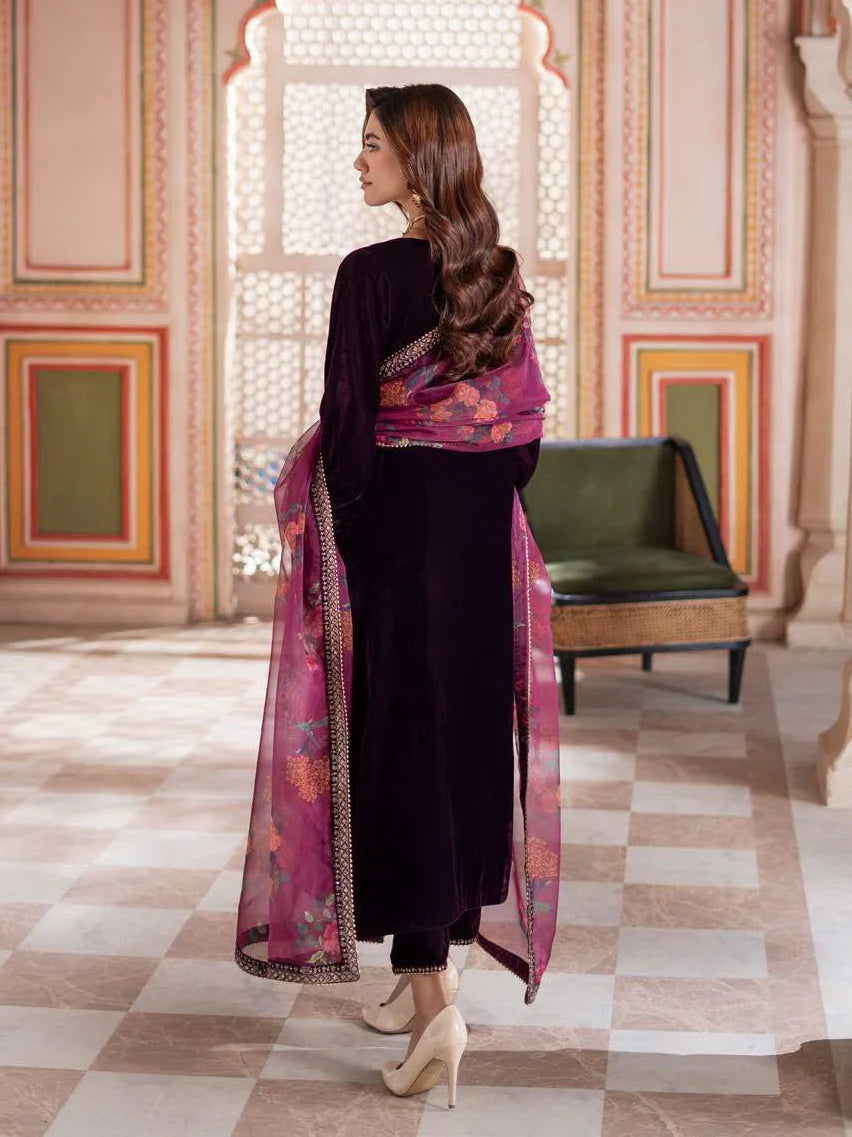 Charizma Signora Premium Embroidered Velvet Unstitched 3Pc Suit CVT4-19