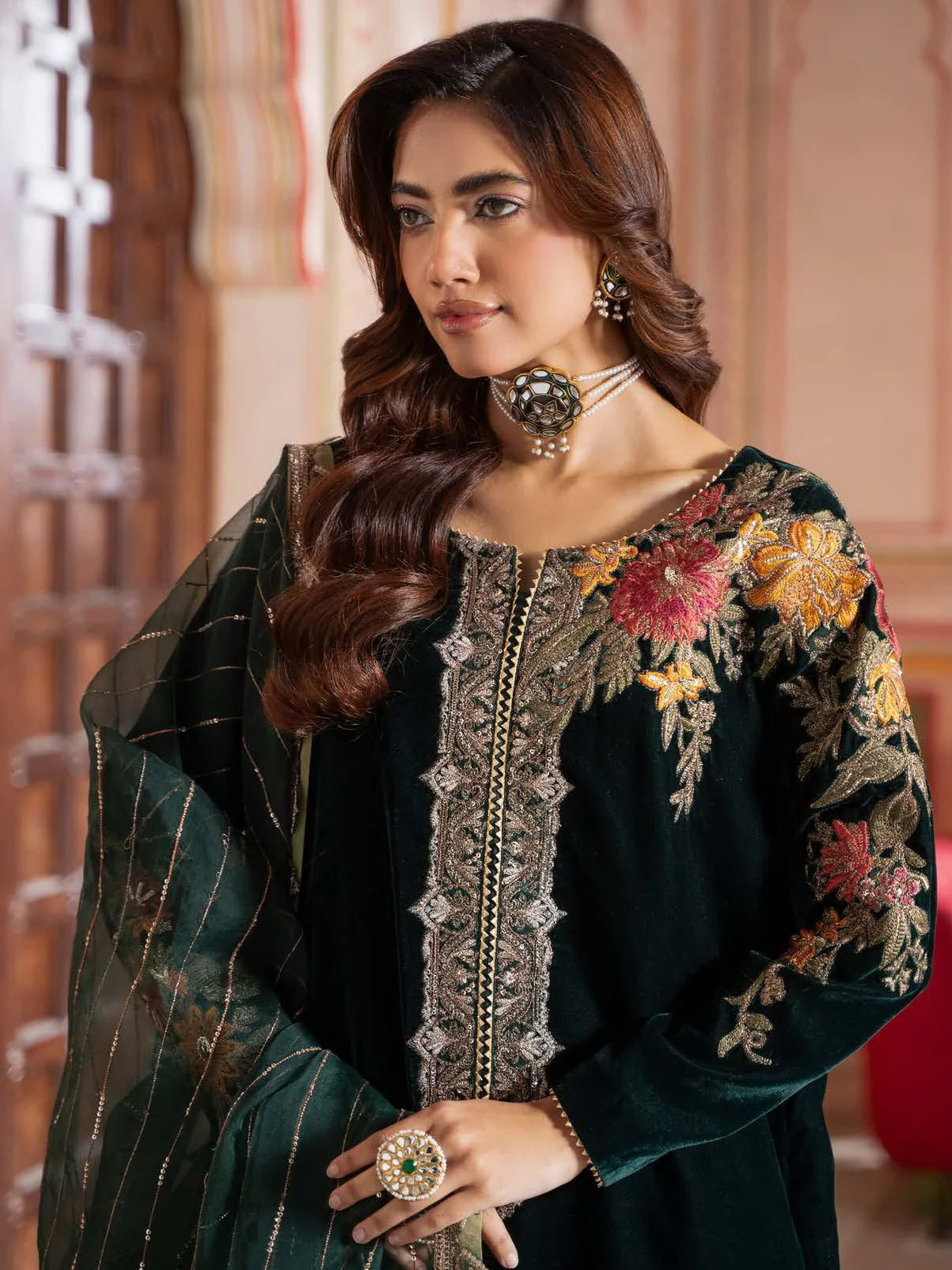 Charizma Signora Premium Embroidered Velvet Unstitched 3Pc Suit CVT4-20