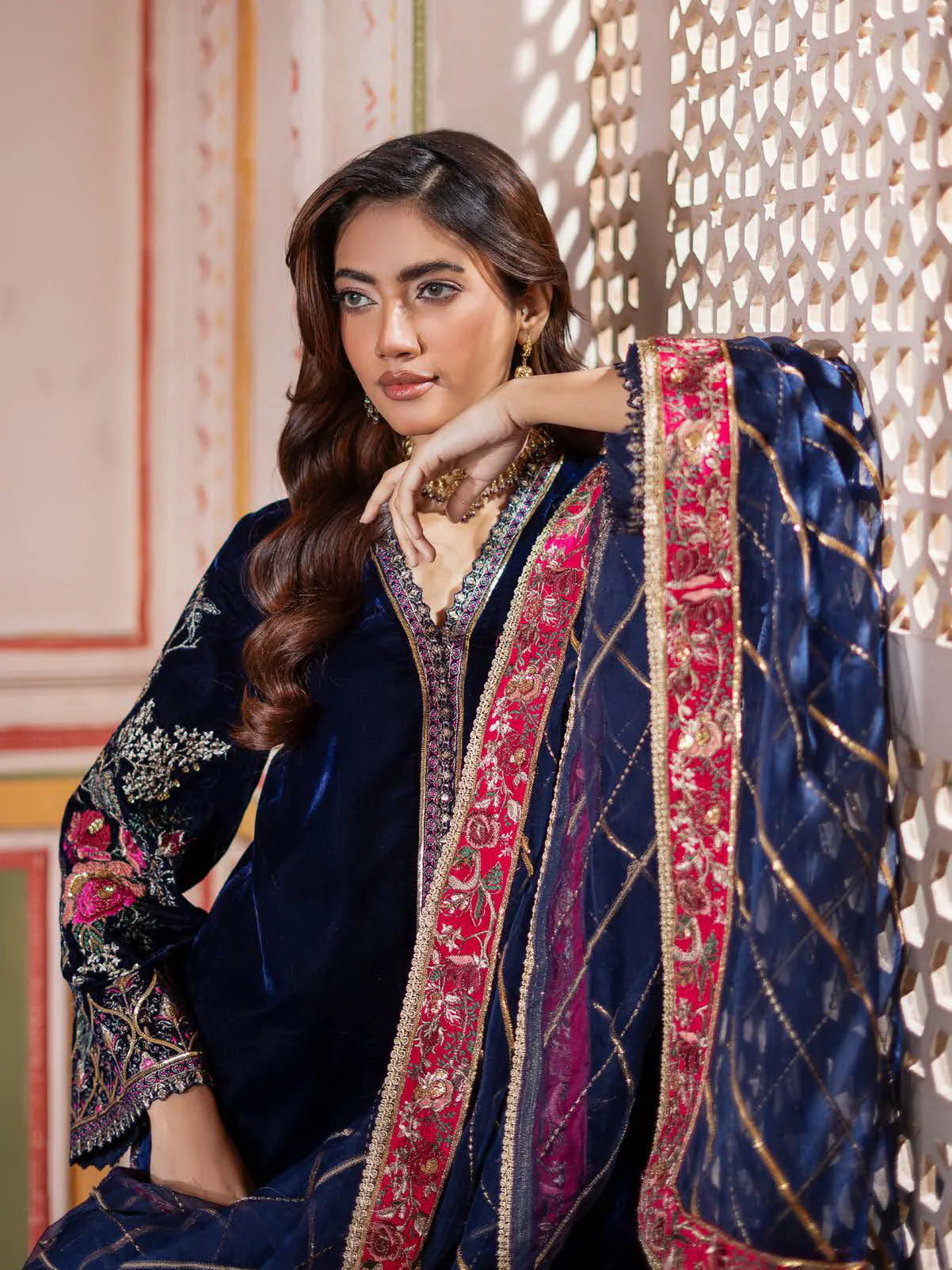 Charizma Signora Premium Embroidered Velvet Unstitched 3Pc Suit CVT4-21
