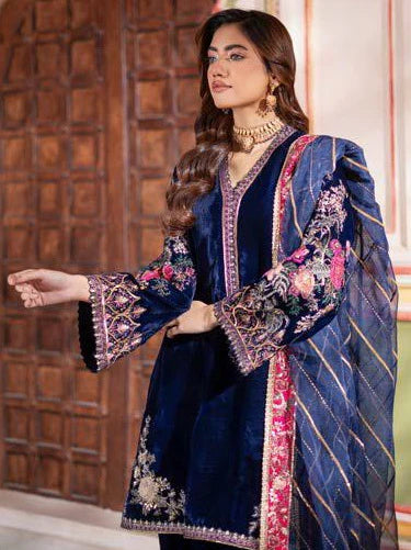 Charizma Signora Premium Embroidered Velvet Unstitched 3Pc Suit CVT4-21