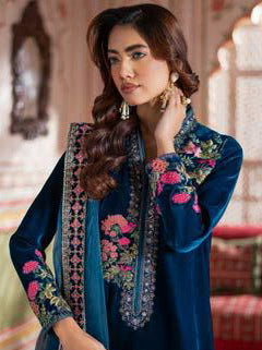 Charizma Signora Premium Embroidered Velvet Unstitched 3Pc Suit CVT4-22