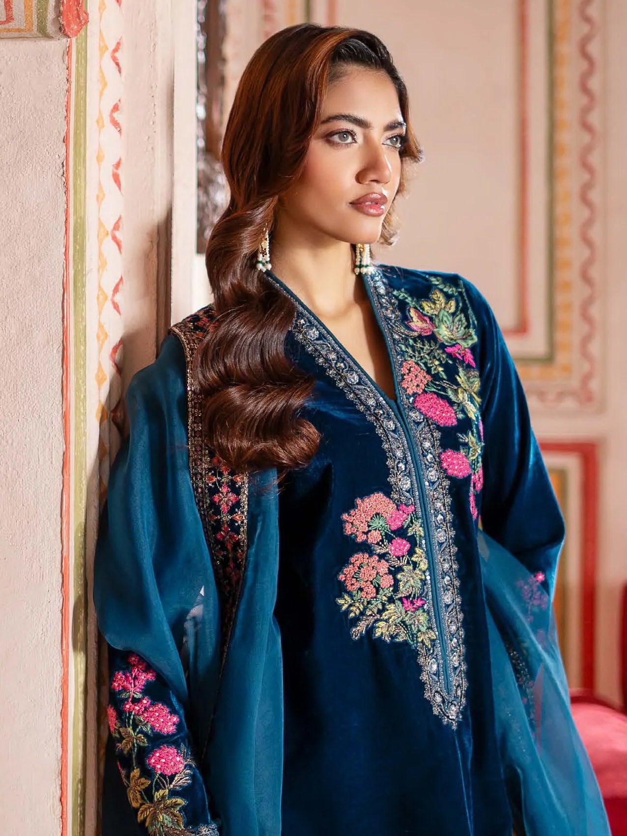 Charizma Signora Premium Embroidered Velvet Unstitched 3Pc Suit CVT4-22