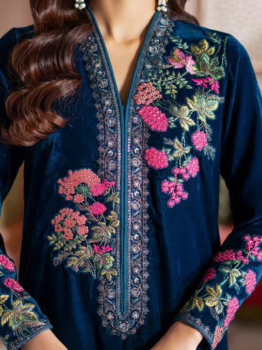 Charizma Signora Premium Embroidered Velvet Unstitched 3Pc Suit CVT4-22
