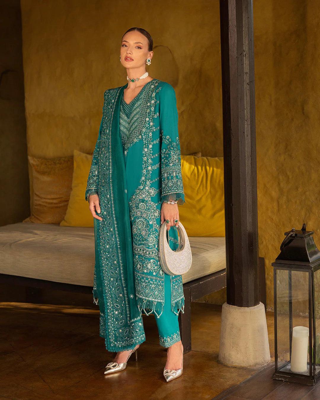 Faiza Saqlain Zinnia Embroidered Luxury Lawn Unstitched 3Pc Suit - Calla