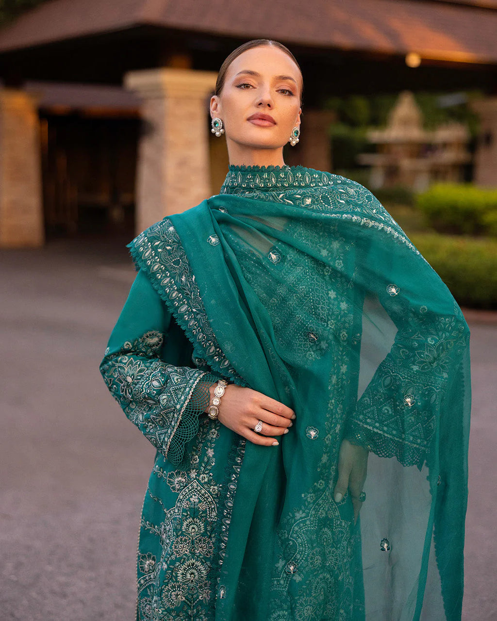 Faiza Saqlain Zinnia Embroidered Luxury Lawn Unstitched 3Pc Suit - Calla