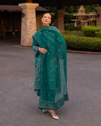Faiza Saqlain Zinnia Embroidered Luxury Lawn Unstitched 3Pc Suit - Calla