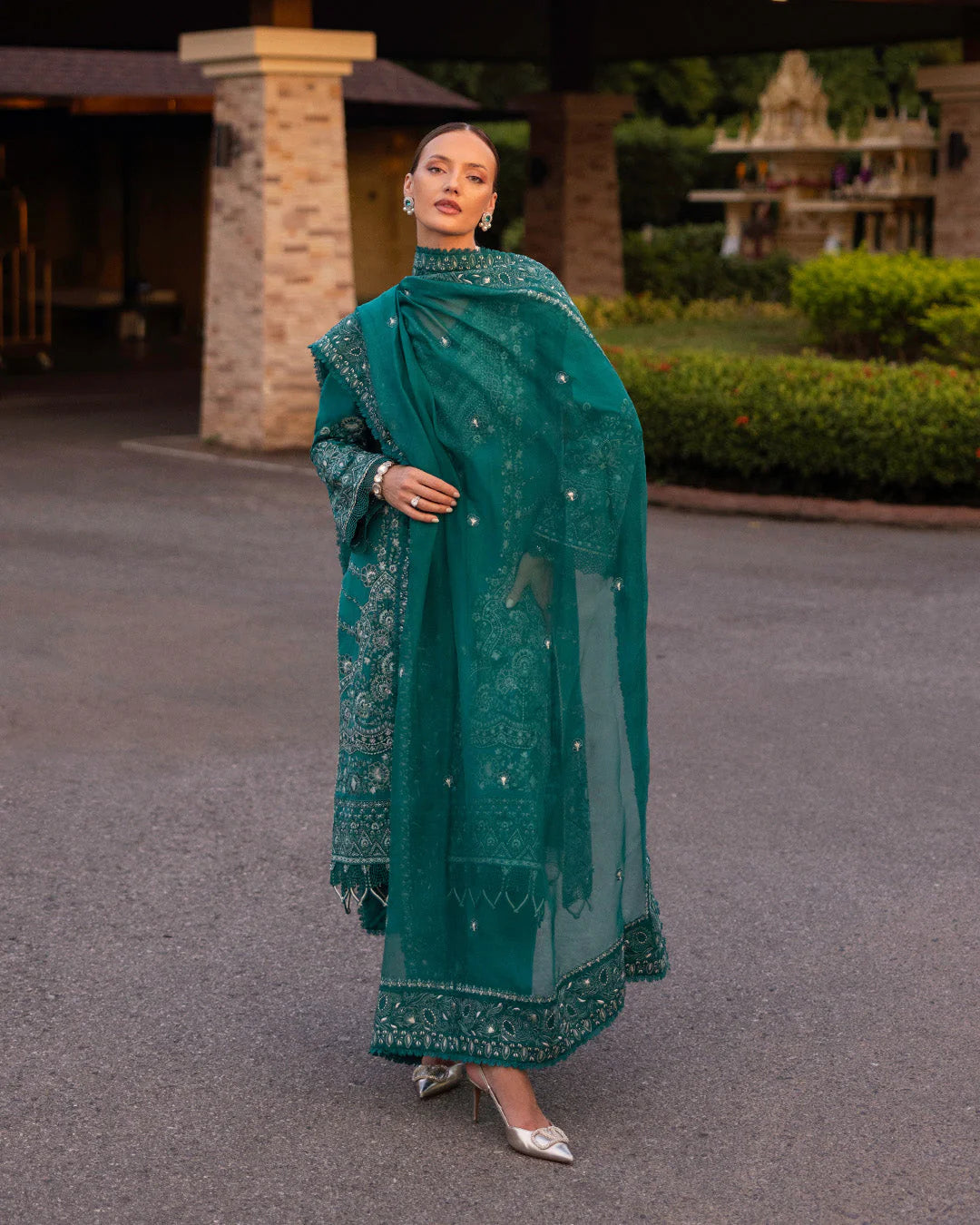 Faiza Saqlain Zinnia Embroidered Luxury Lawn Unstitched 3Pc Suit - Calla