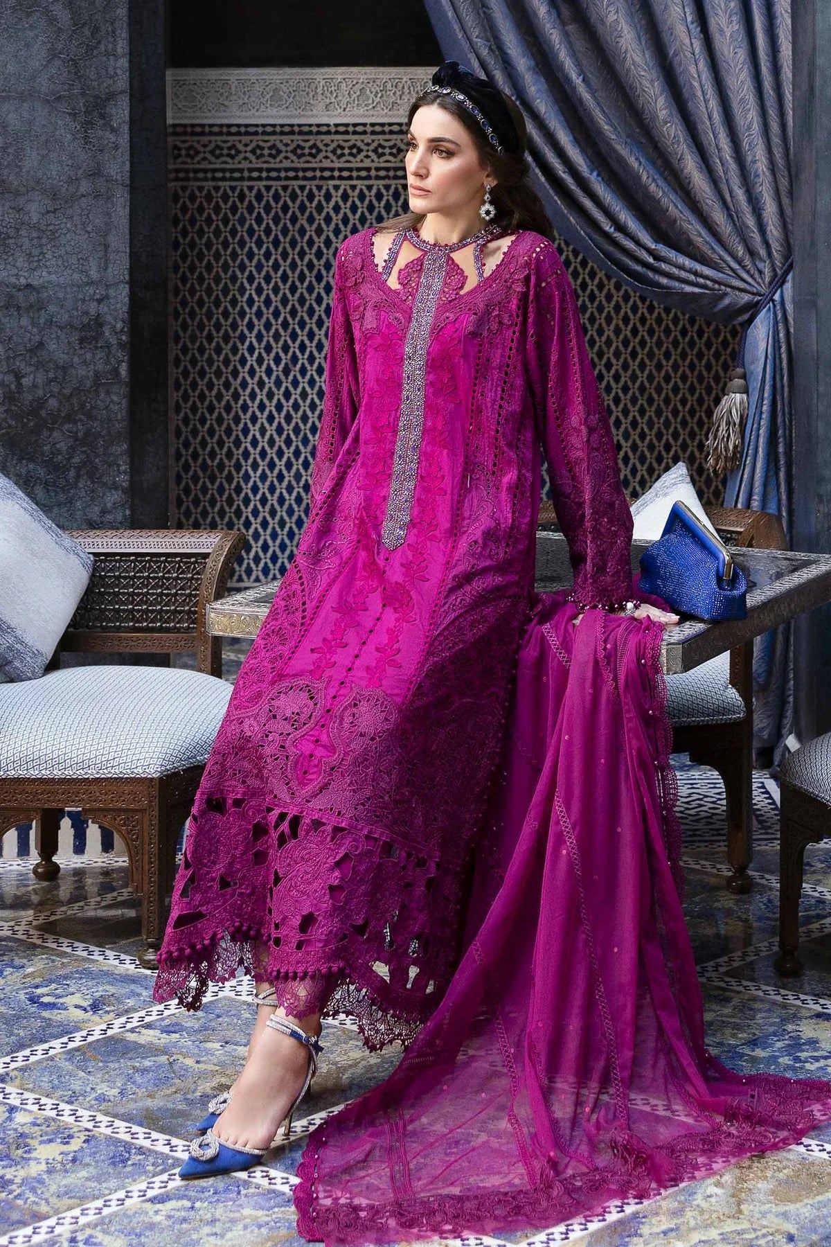 Maria.B Voyage a Luxe Embroidered Lawn Unstitched 3Pc Suit D-2502-B