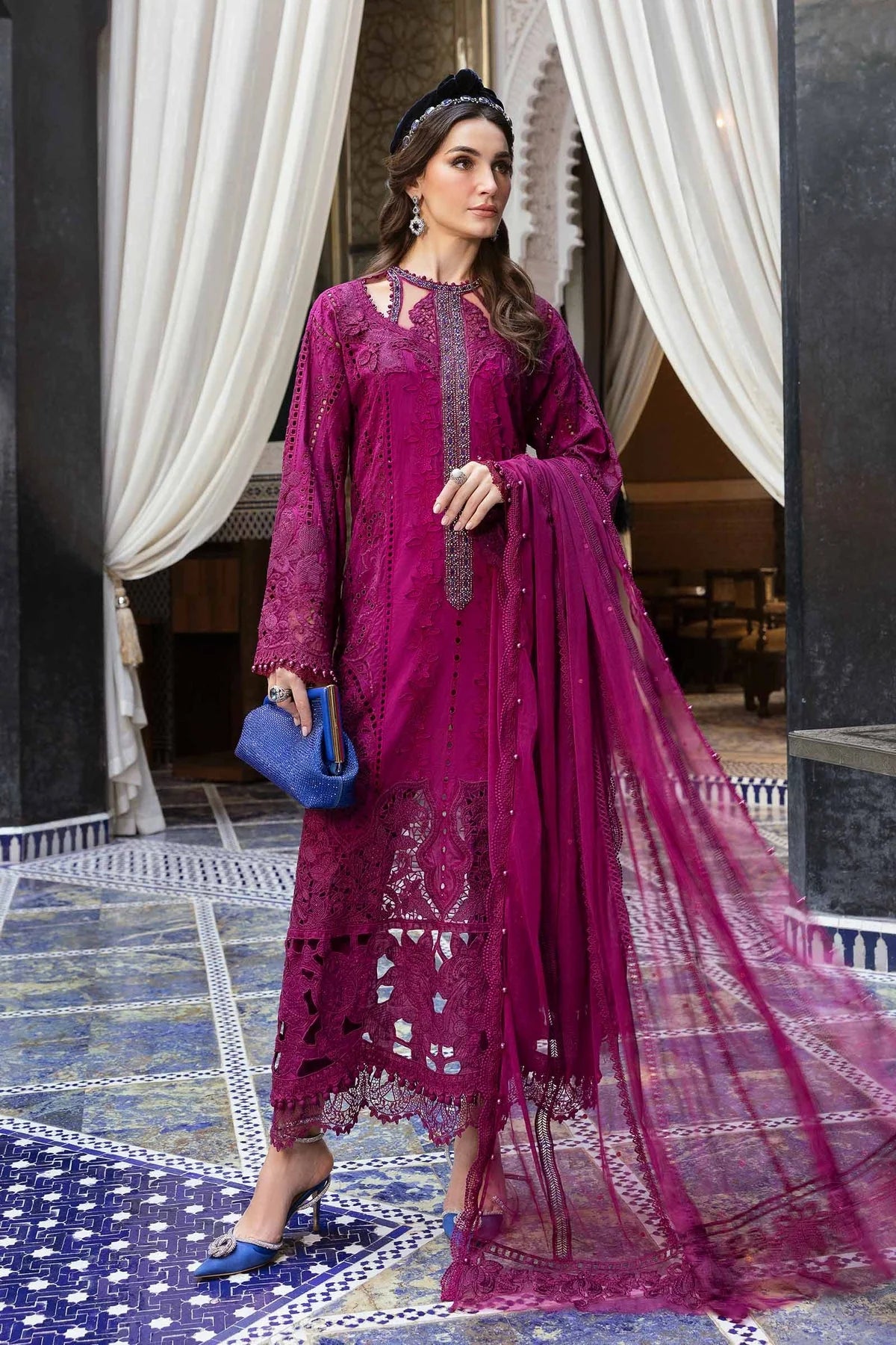 Maria.B Voyage a Luxe Embroidered Lawn Unstitched 3Pc Suit D-2502-B