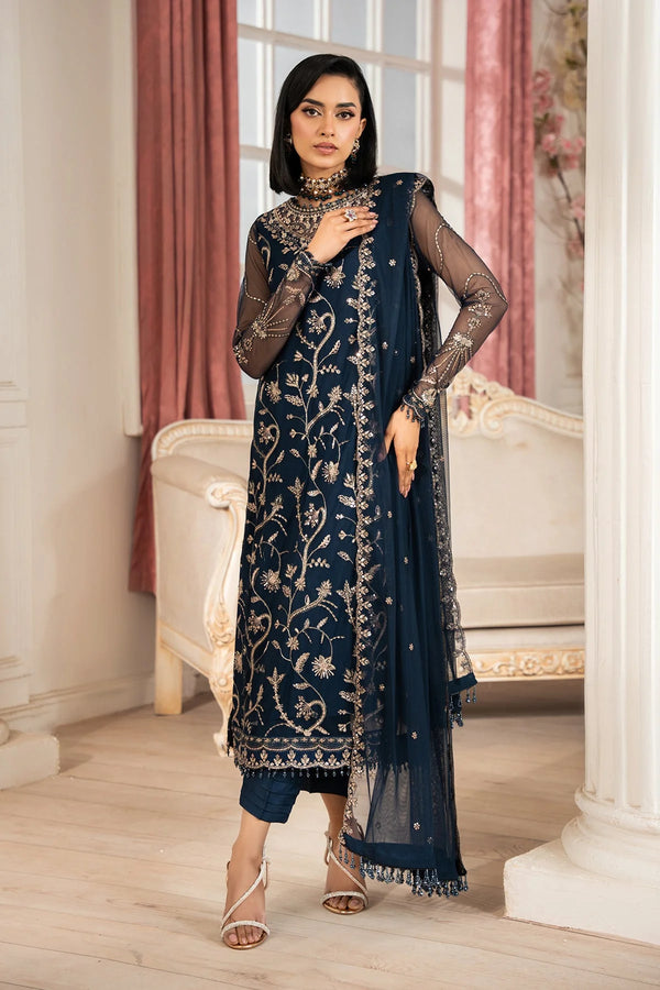 Zarif Nafees Sequins Embroidered Net Unstitched 3Pc Suit ZNAF - 02 SELIN