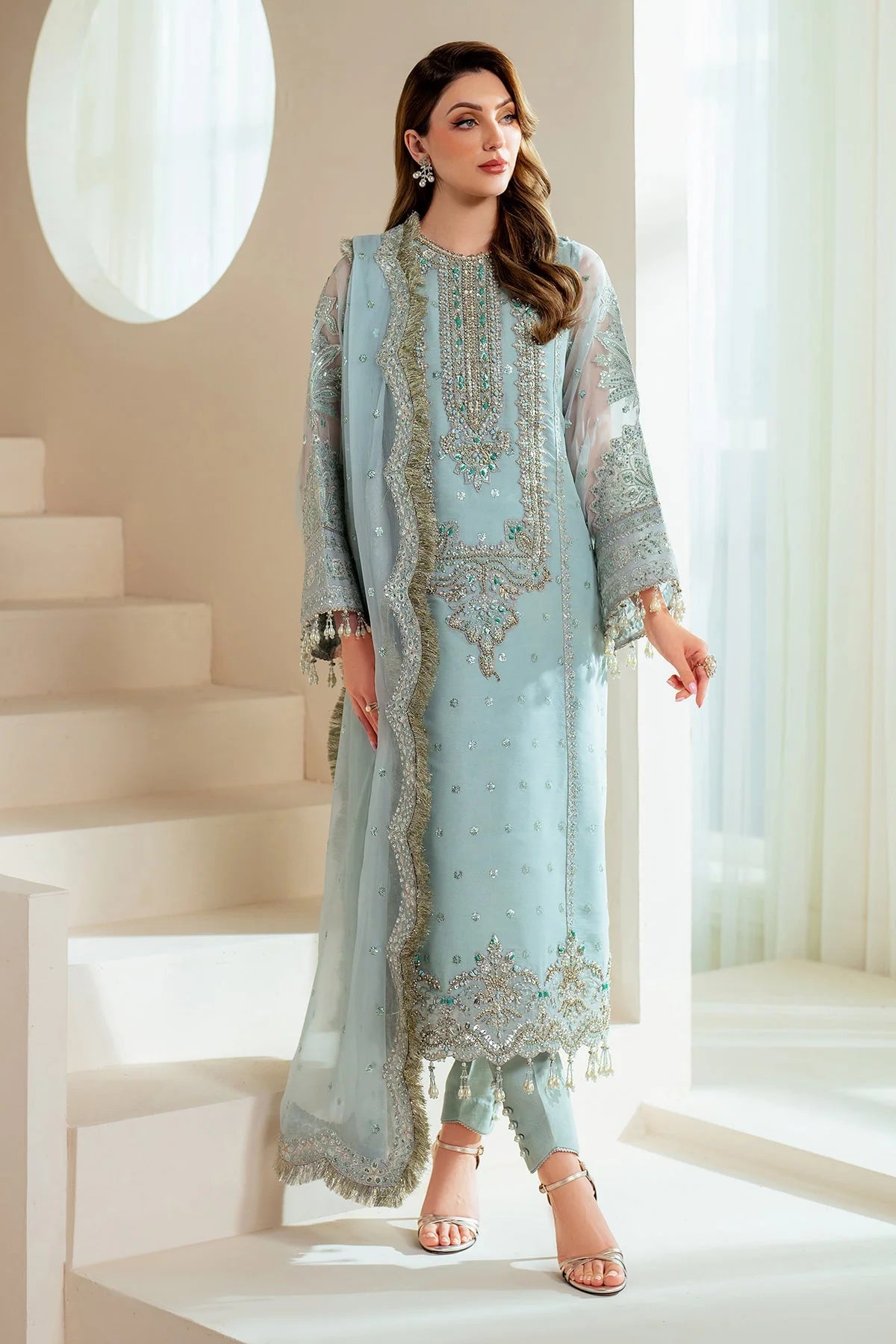 Alizeh Aymal Embroidered Chiffon Unstitched 3Pc Suit AF-BHM-4044-Orla