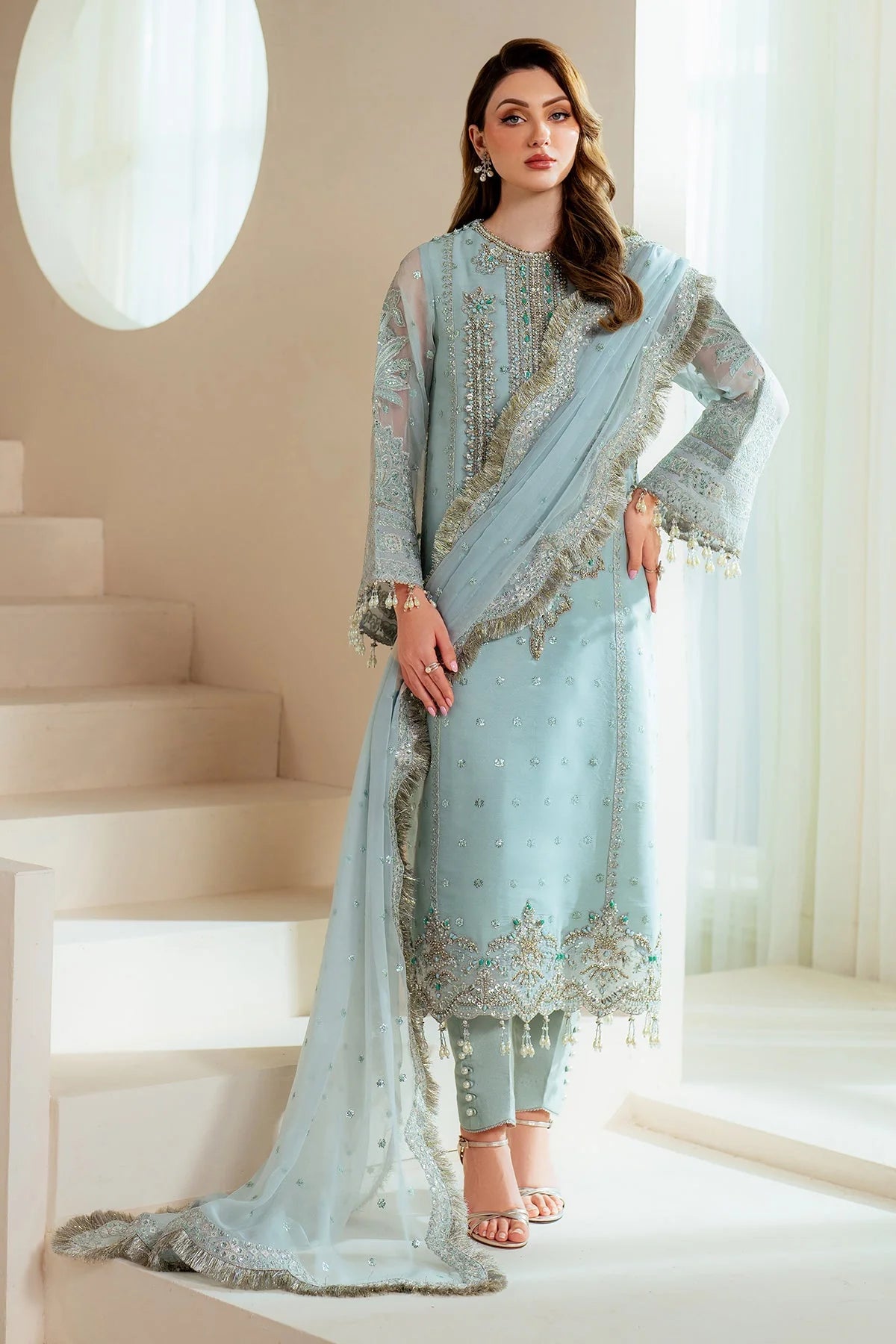 Alizeh Aymal Embroidered Chiffon Unstitched 3Pc Suit AF-BHM-4044-Orla