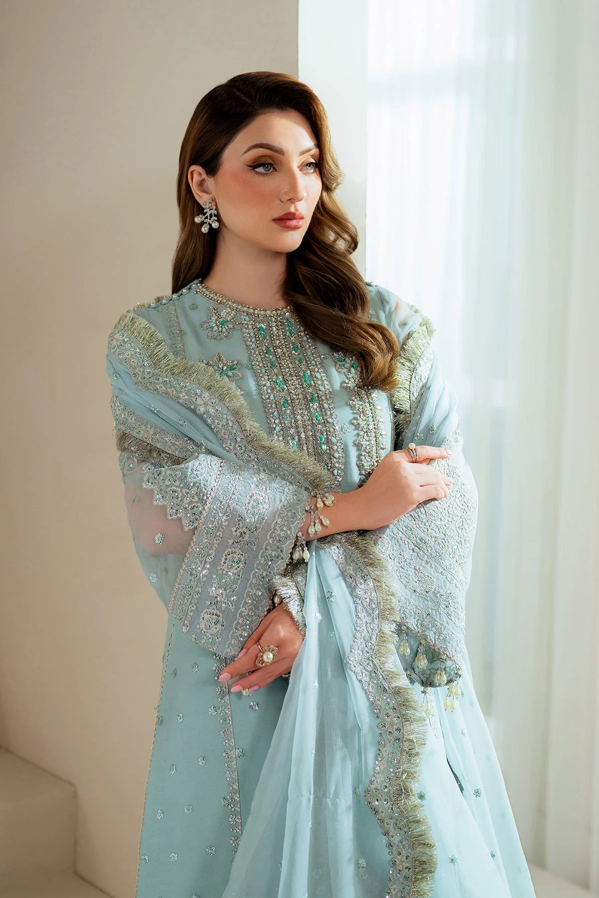 Alizeh Aymal Embroidered Chiffon Unstitched 3Pc Suit AF-BHM-4044-Orla