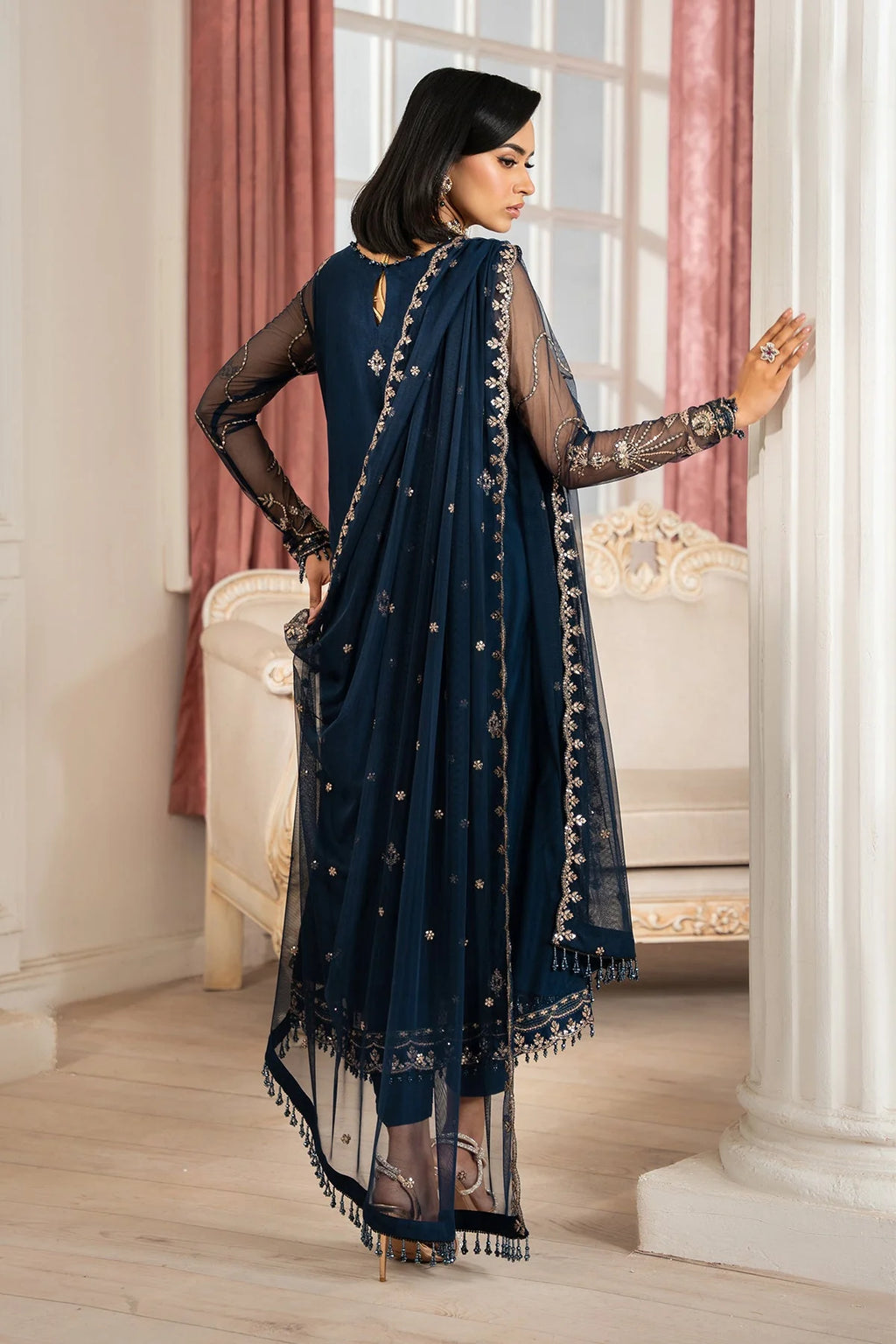 Zarif Nafees Sequins Embroidered Net Unstitched 3Pc Suit ZNAF - 02 SELIN