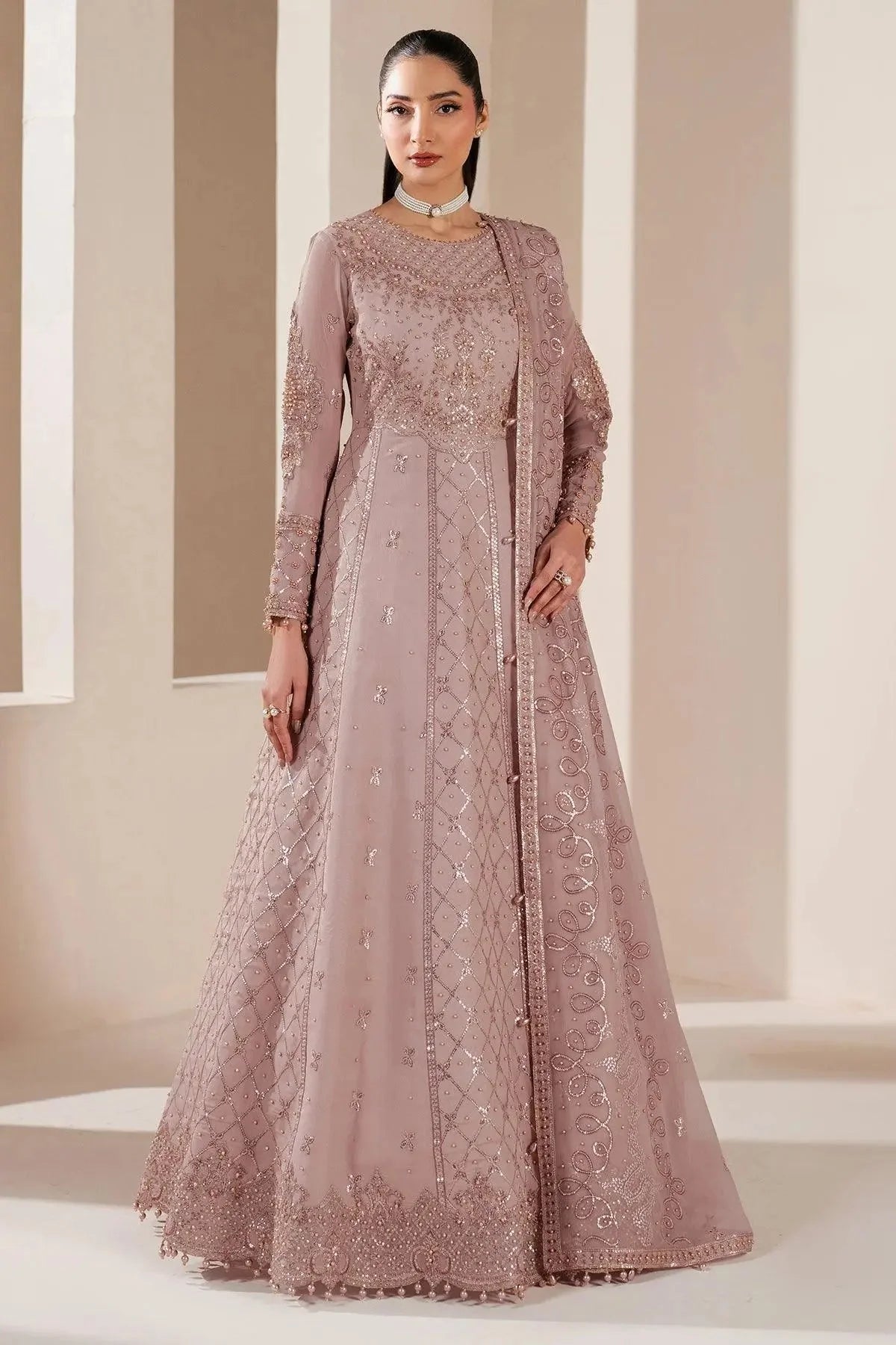 Alizeh Fashion Reena Embroidered Chiffon Unstitched 3Pc Suit AF-HM-4031-Saffron
