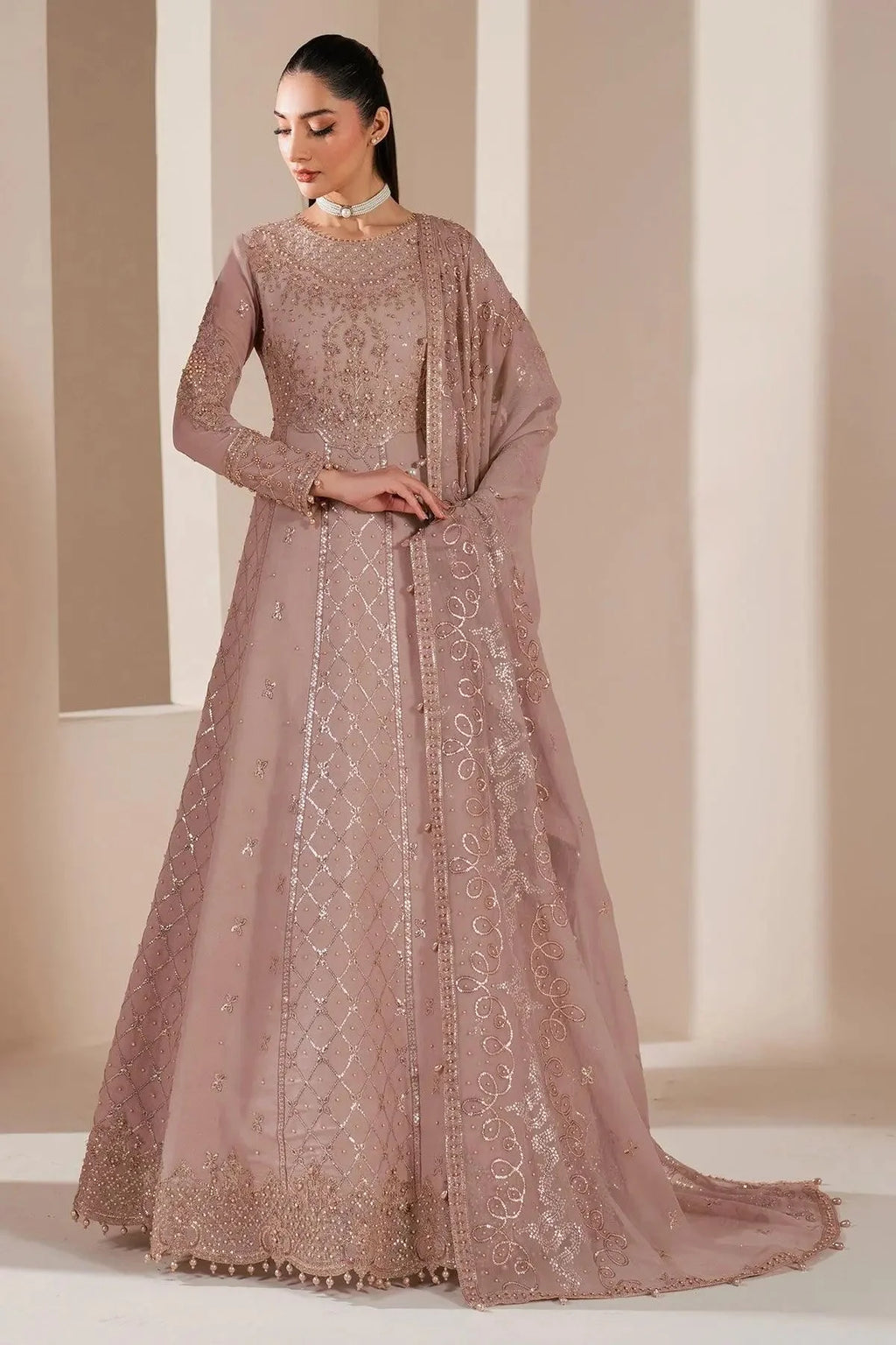 Alizeh Fashion Reena Embroidered Chiffon Unstitched 3Pc Suit AF-HM-4031-Saffron