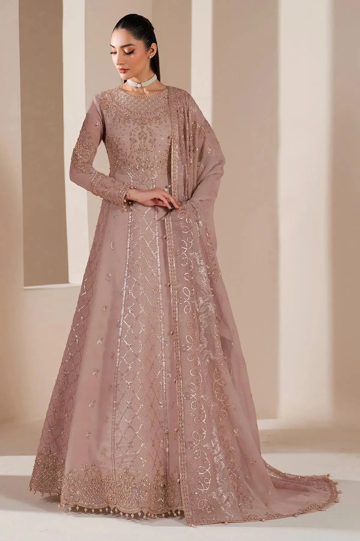 Alizeh Fashion Reena Embroidered Chiffon Unstitched 3Pc Suit AF-HM-4031-Saffron