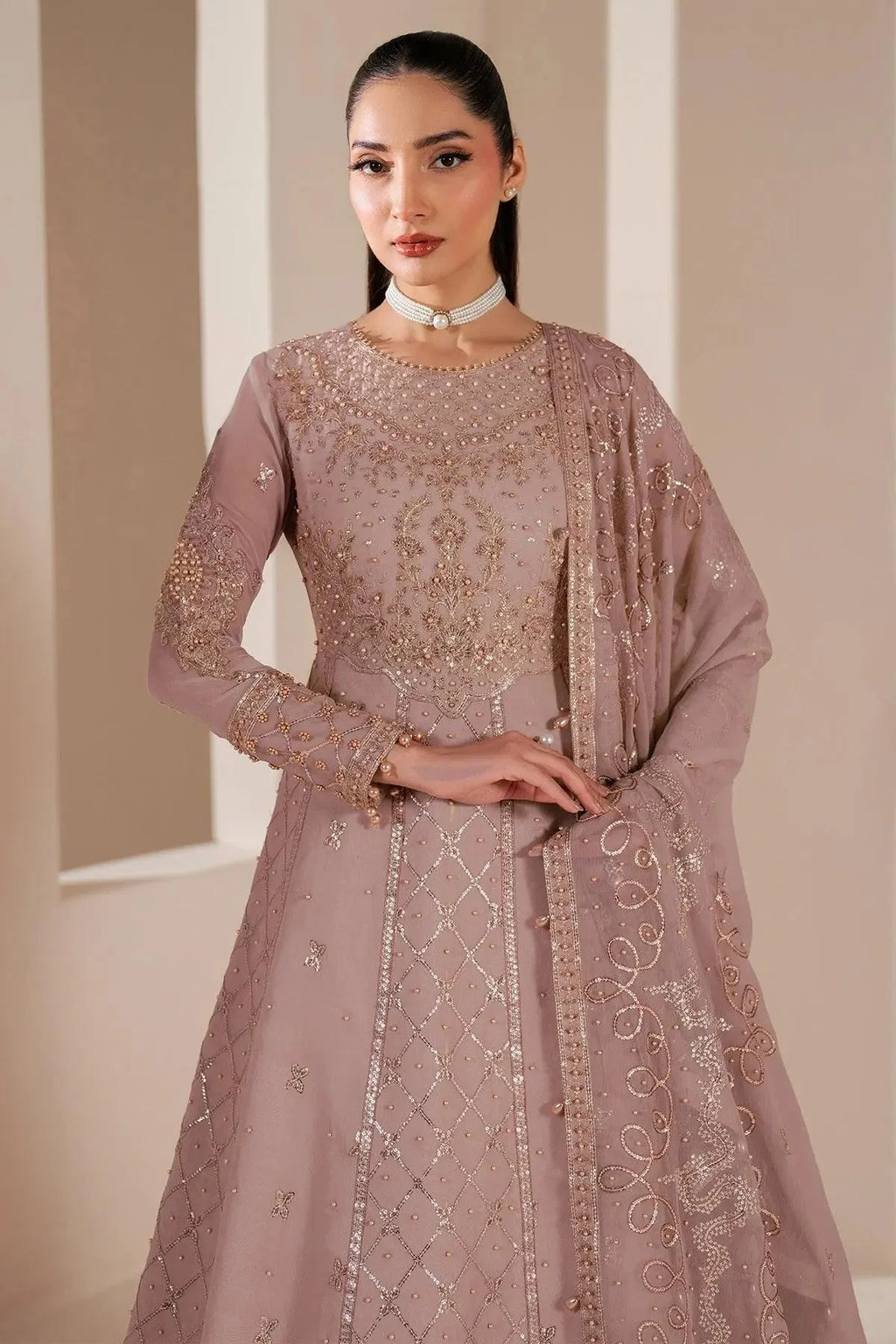Alizeh Fashion Reena Embroidered Chiffon Unstitched 3Pc Suit AF-HM-4031-Saffron