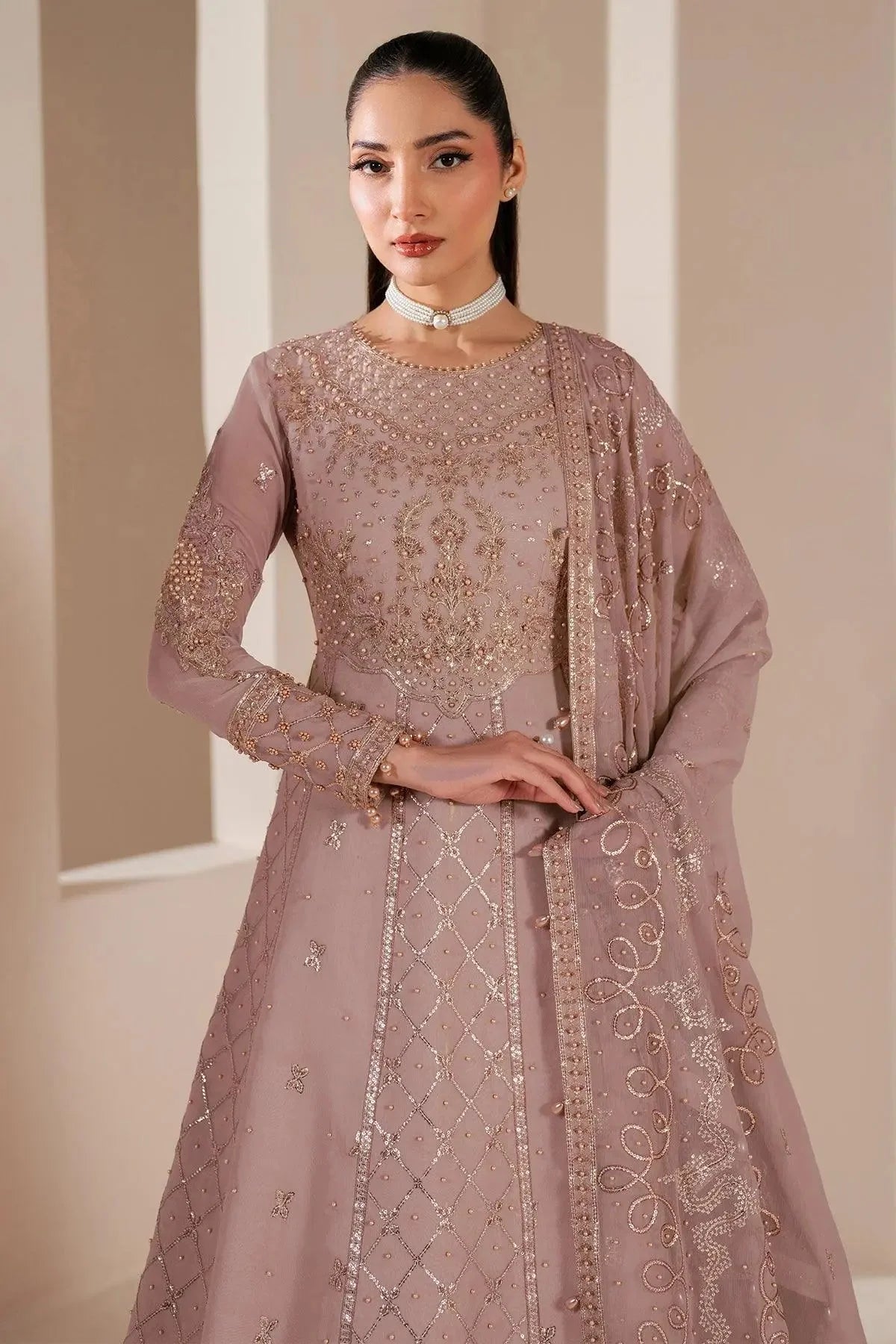 Alizeh Fashion Reena Embroidered Chiffon Unstitched 3Pc Suit AF-HM-4031-Saffron