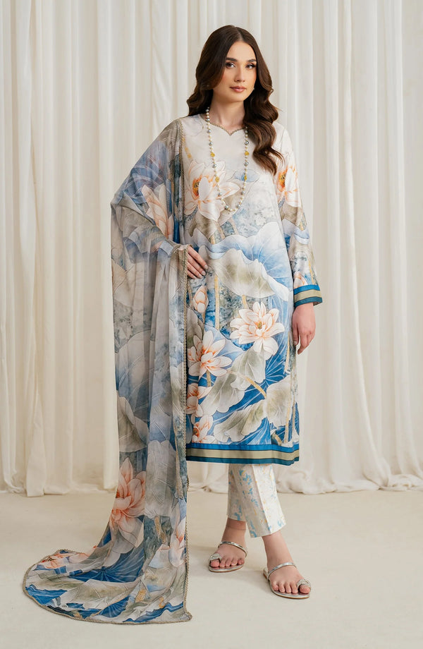 Zarif Co-Ords Unstitched Printed Georgette Silk 3Pc Suit ZGS 03 ASLAAN