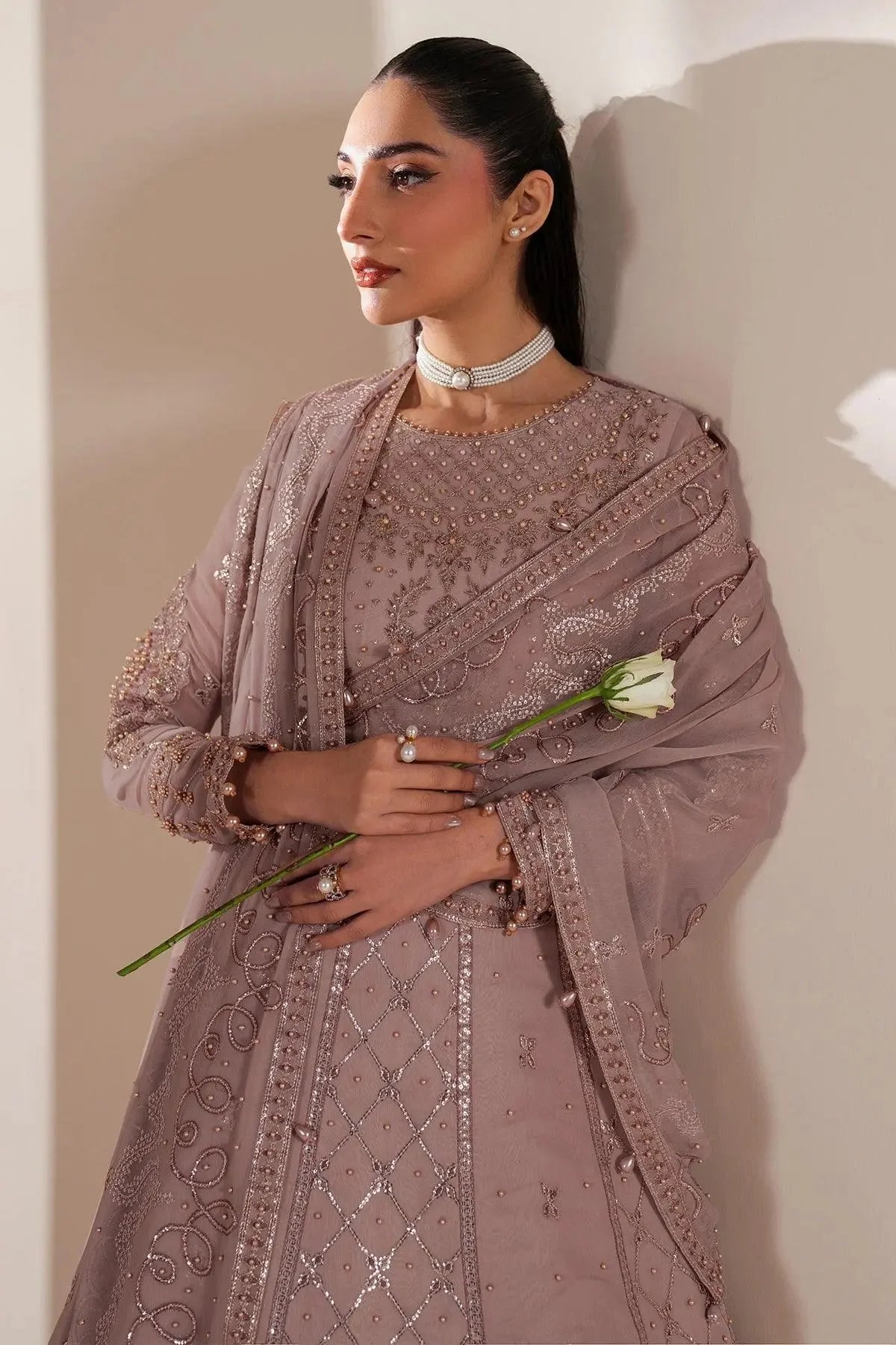 Alizeh Fashion Reena Embroidered Chiffon Unstitched 3Pc Suit AF-HM-4031-Saffron