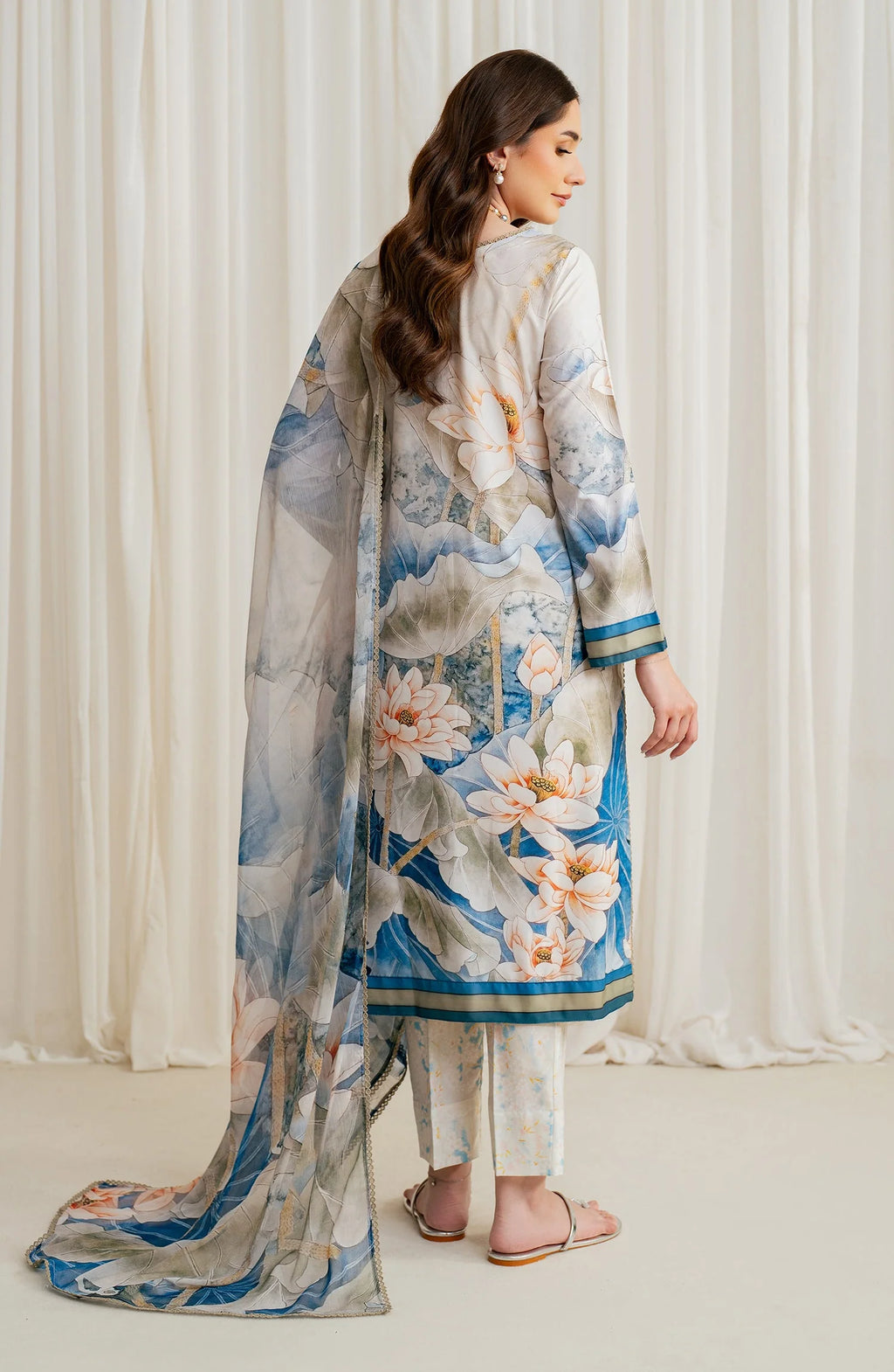 Zarif Co-Ords Unstitched Printed Georgette Silk 3Pc Suit ZGS 03 ASLAAN