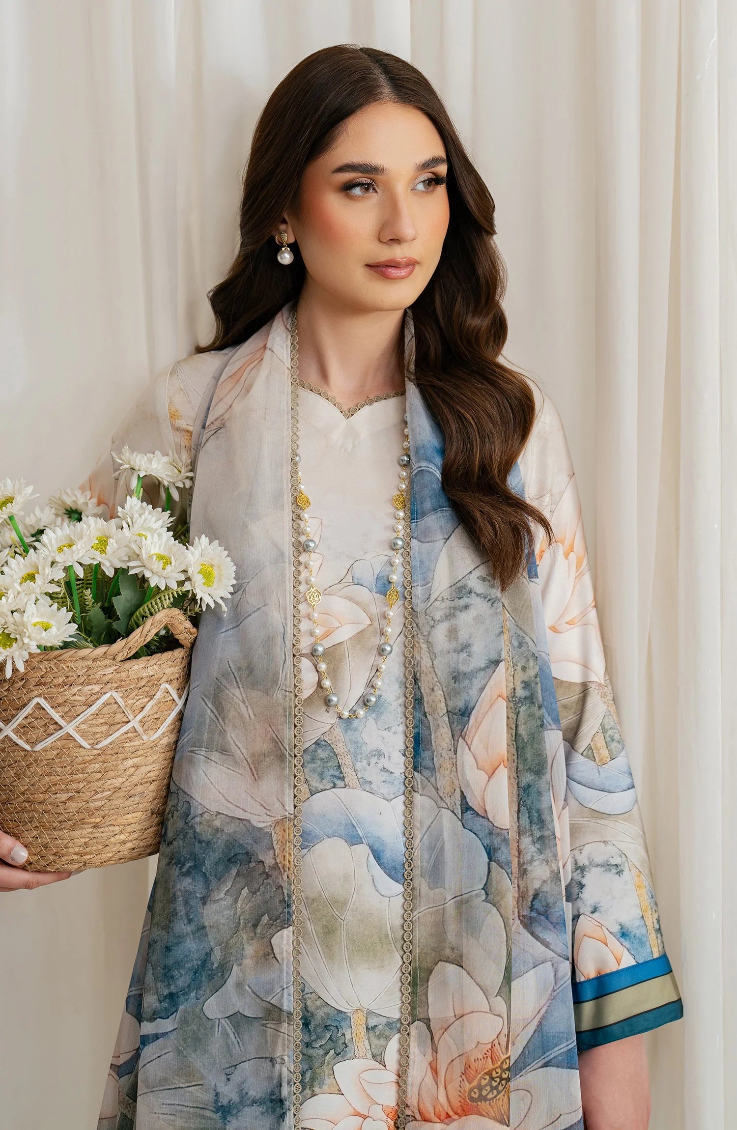 Zarif Co-Ords Unstitched Printed Georgette Silk 3Pc Suit ZGS 03 ASLAAN