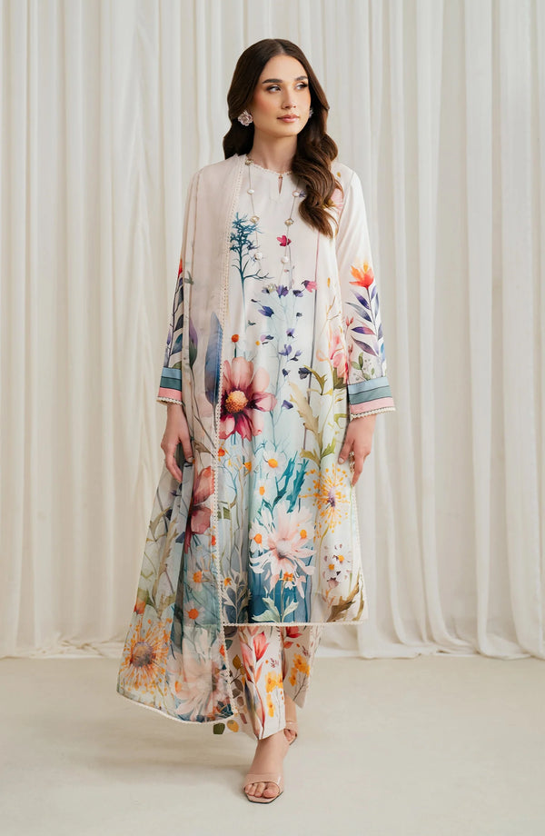 Zarif Co-Ords Unstitched Printed Georgette Silk 3Pc Suit ZGS 07 EZRAH