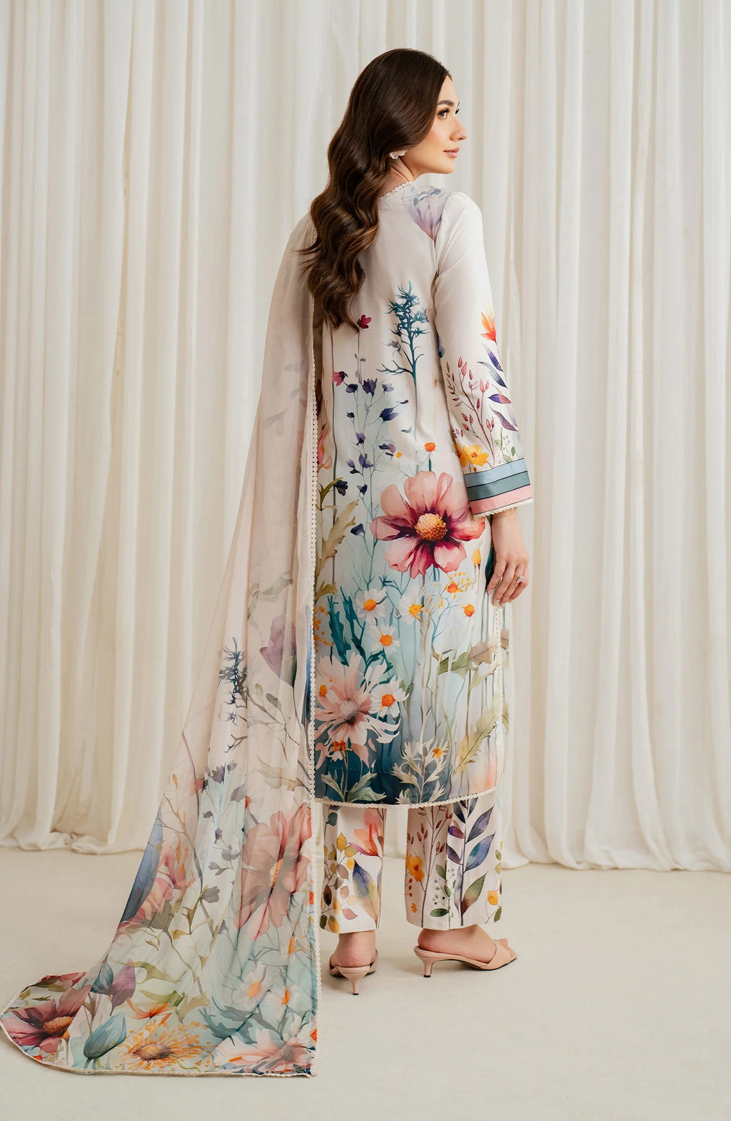 Zarif Co-Ords Unstitched Printed Georgette Silk 3Pc Suit ZGS 07 EZRAH