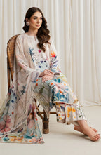 Zarif Co-Ords Unstitched Printed Georgette Silk 3Pc Suit ZGS 07 EZRAH