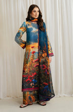 Zarif Co-Ords Unstitched Printed Georgette Silk 3Pc Suit ZGS 04 OCEAN