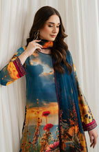 Zarif Co-Ords Unstitched Printed Georgette Silk 3Pc Suit ZGS 04 OCEAN