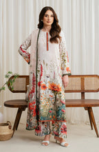 Zarif Co-Ords Unstitched Printed Georgette Silk 3Pc Suit ZGS 01 CREAM