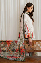 Zarif Co-Ords Unstitched Printed Georgette Silk 3Pc Suit ZGS 01 CREAM