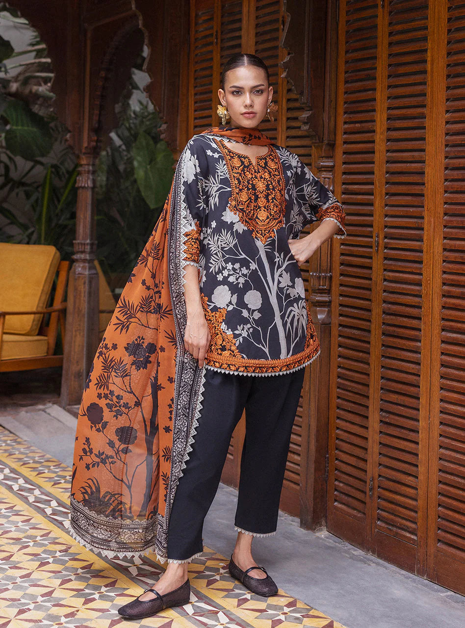 Zainab Chottani Tahra Embroidered Lawn Unstitched 3Pc Suit D-08 EFRA