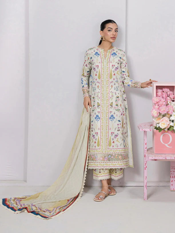 Qalamkar QPrints Embroidered Lawn Unstitched 3Pc Suit EM-09A HAZEL