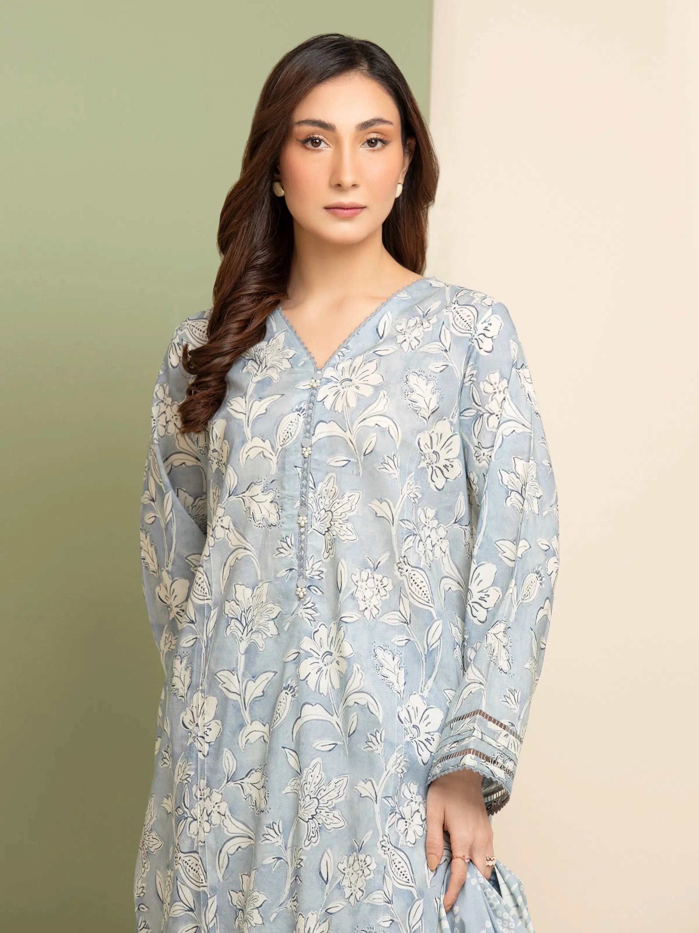 edenrobe Allure Lawn Unstitched Printed 3Pc Suit EWU5A1-35087
