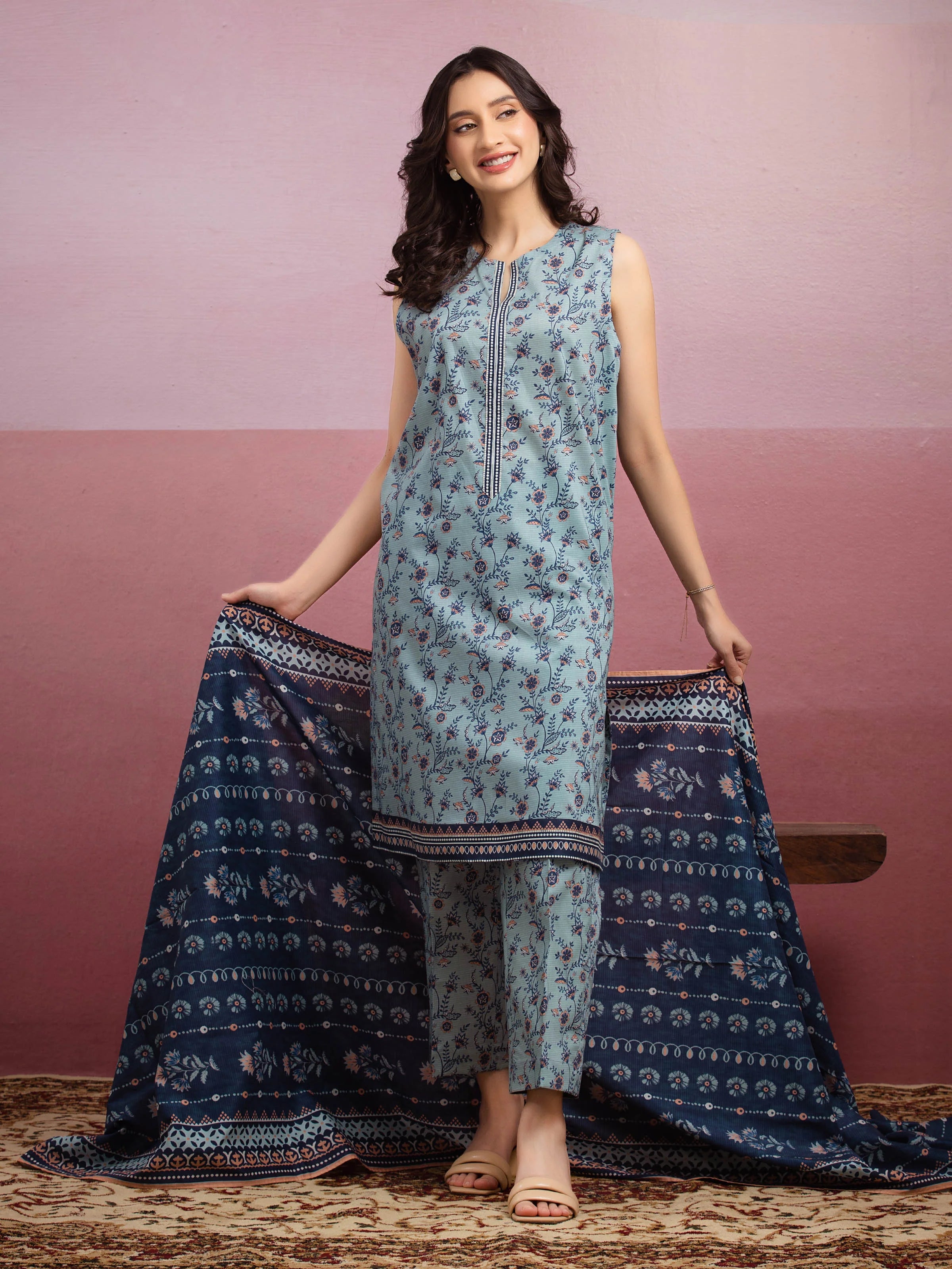 edenrobe Allure Lawn Unstitched Printed 3Pc Suit EWU5A1-35162