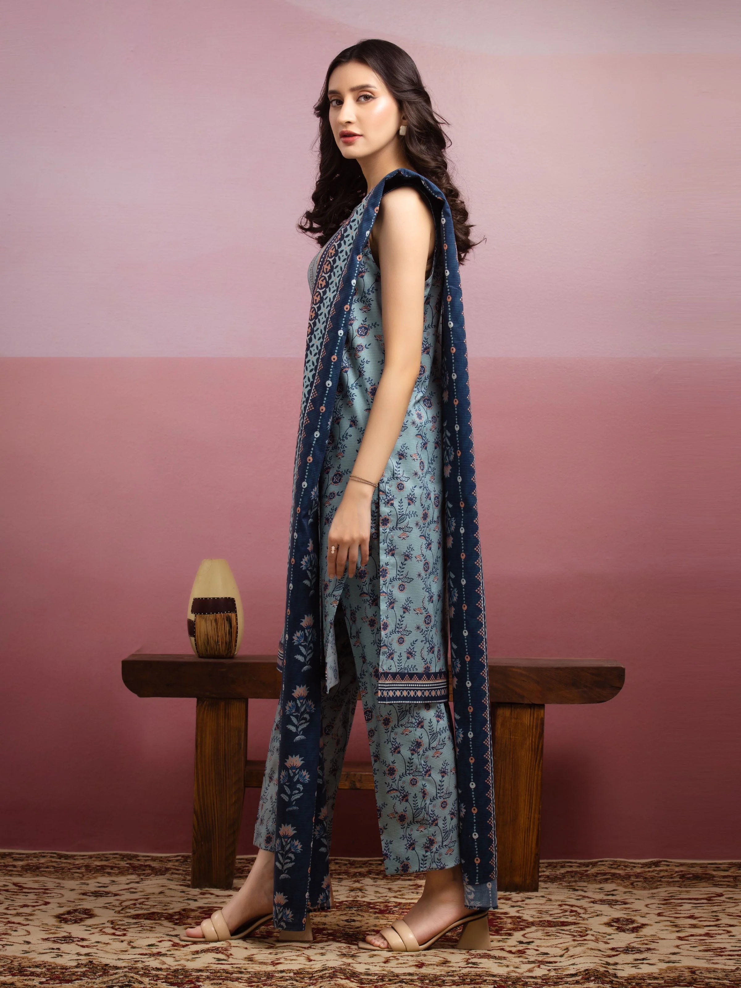 edenrobe Allure Lawn Unstitched Printed 3Pc Suit EWU5A1-35162